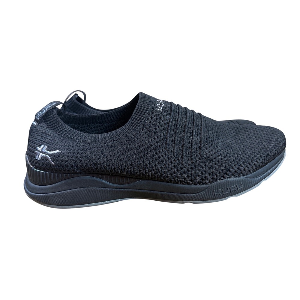 Kuru Stride Slip On Sneakers Black Knit Athletic Shoes Womens 9.5